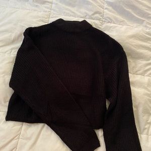 Black Knit Mock Neck Sweater